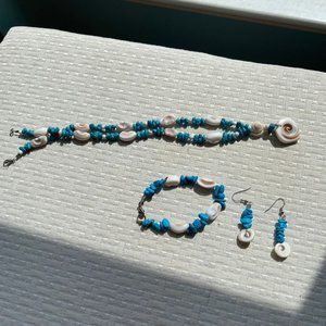 Turquoise Blue And White 3 Piece Jewelry Set - image 1